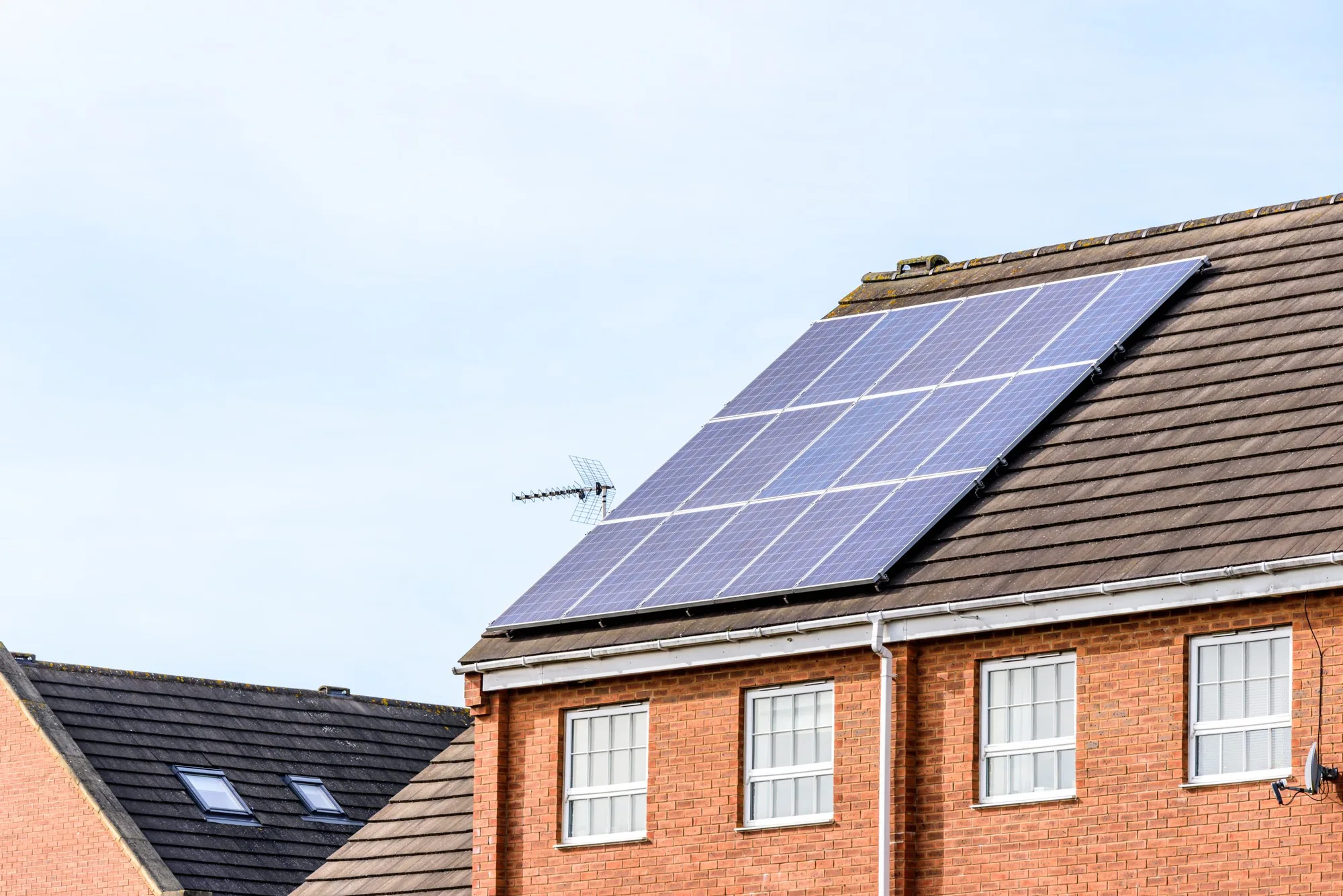 Solar PV array installed on residential roof