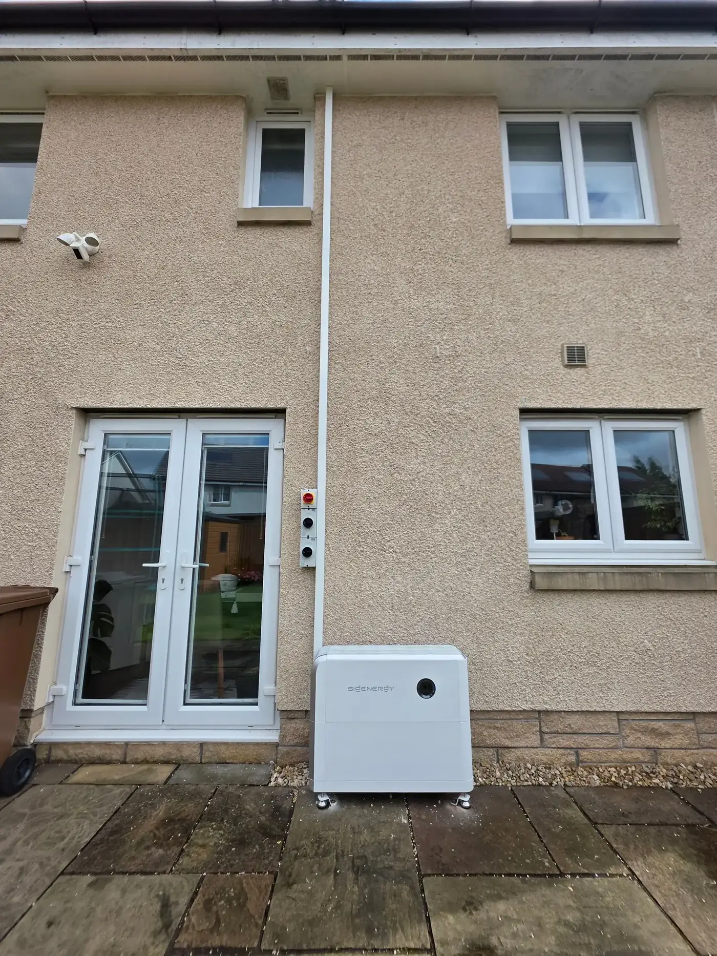 Sigenergy solar battery and isolator installation on a Scottish home exterior